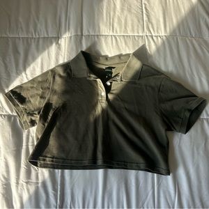 Green cropped collared t-shirt. The brand is Wild Fable from Target.